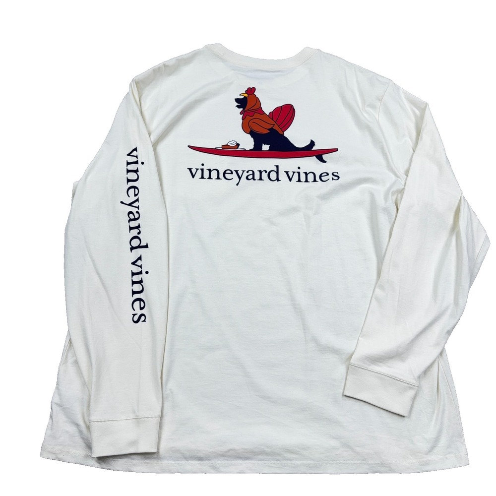 Vineyard Vines Shirt Men XXL Pocket Tee Long Sleeve Thanksgiving Turkey Surf